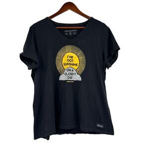 Life Is Good I've Got Sunshine v-neck crusher short sleeve t-shirt cotton XL